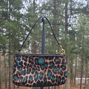Coach Leopard Print Clutch - Black, Brown, and Green